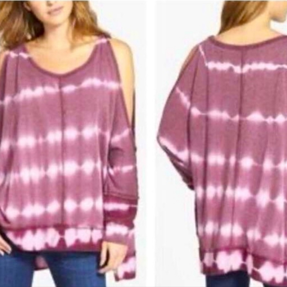 Free People Dandyline Cold Shoulder Tie Dye Sweatshirt Size Small
